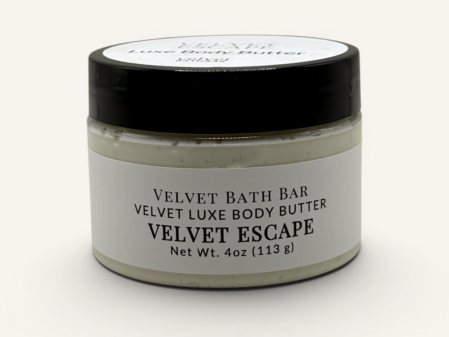 Velvet Bath Bar Velvet Escape Velvet Luxe Body Butter, a rich, creamy body butter in a jar. Net Wt. 4oz.