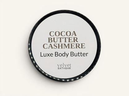 Velvet Bath Bar Cocoa Butter Cashmere Luxe Body Butter for deep moisture and dry skin.