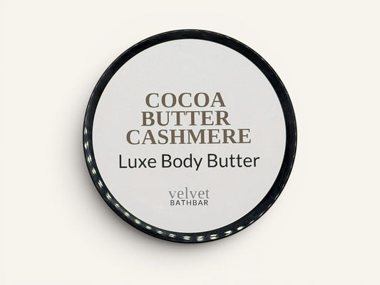 Velvet Bath Bar Cocoa Butter Cashmere Luxe Body Butter for deep moisture and dry skin.