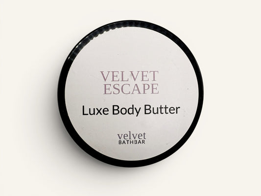 Velvet Bath Bar Velvet Escape Luxe Body Butter, a luxurious, smooth, and effortless body butter for everyday indulgence.