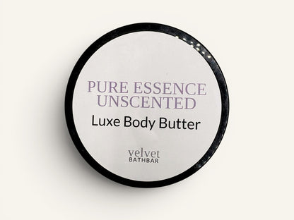 Velvet Bath Bar Pure Essence Luxe Body Butter, unscented, for sensitive skin.