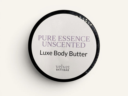 Velvet Bath Bar Pure Essence Luxe Body Butter, unscented, for sensitive skin.