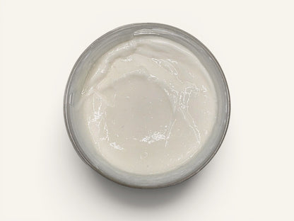 Velvet Bath Bar Velvet Escape body butter in a clear jar, creamy white texture.